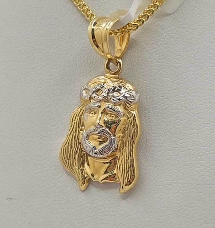 10K TWO TONE JESUS FACE PENDANT – SMALL – JY Jewelry Wholesale
