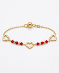 14K HEART SILHOUETTE WITH RED STONES DETAIL BRACELET – 7" – JY Jewelry Wholesale
