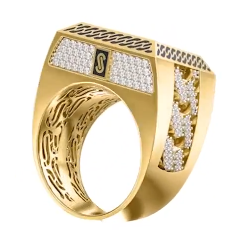 10K CZ SQUARE CHAIN DESIGN CERTIFIED MONACO RING – 10.5 – JY Jewelry Wholesale