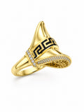 14K MODERN BLACK GREEK DETAIL WOMAN'S RING – 8 – JY Jewelry Wholesale