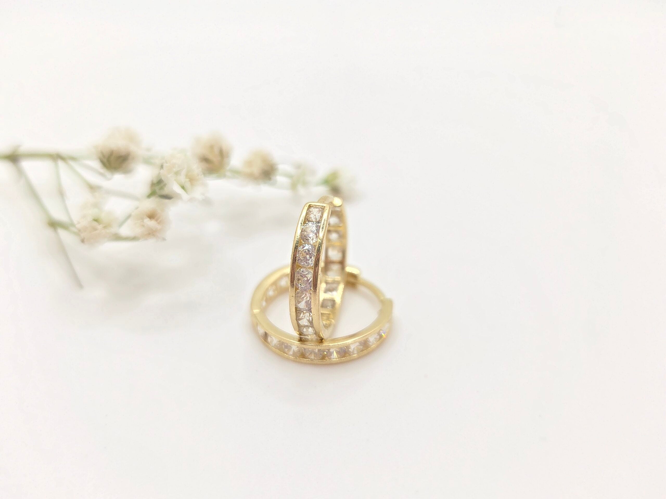 14K CZ DETAIL HOOPS EARRINGS – 2 – JY Jewelry Wholesale