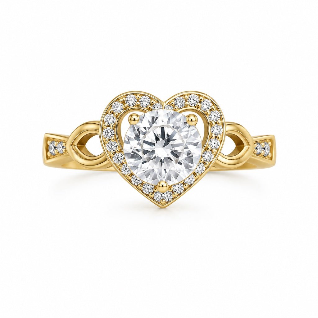 14K ELEGANT HEART RING WITH WHITE STONE – 8 – JY Jewelry Wholesale