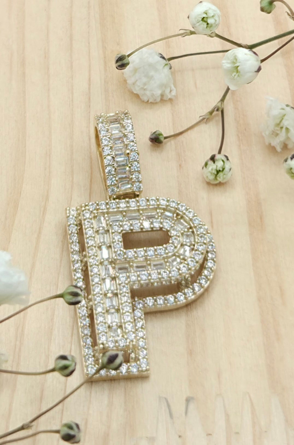 10K SMALL CZ "P" LETTER PENDANT – JY Jewelry Wholesale