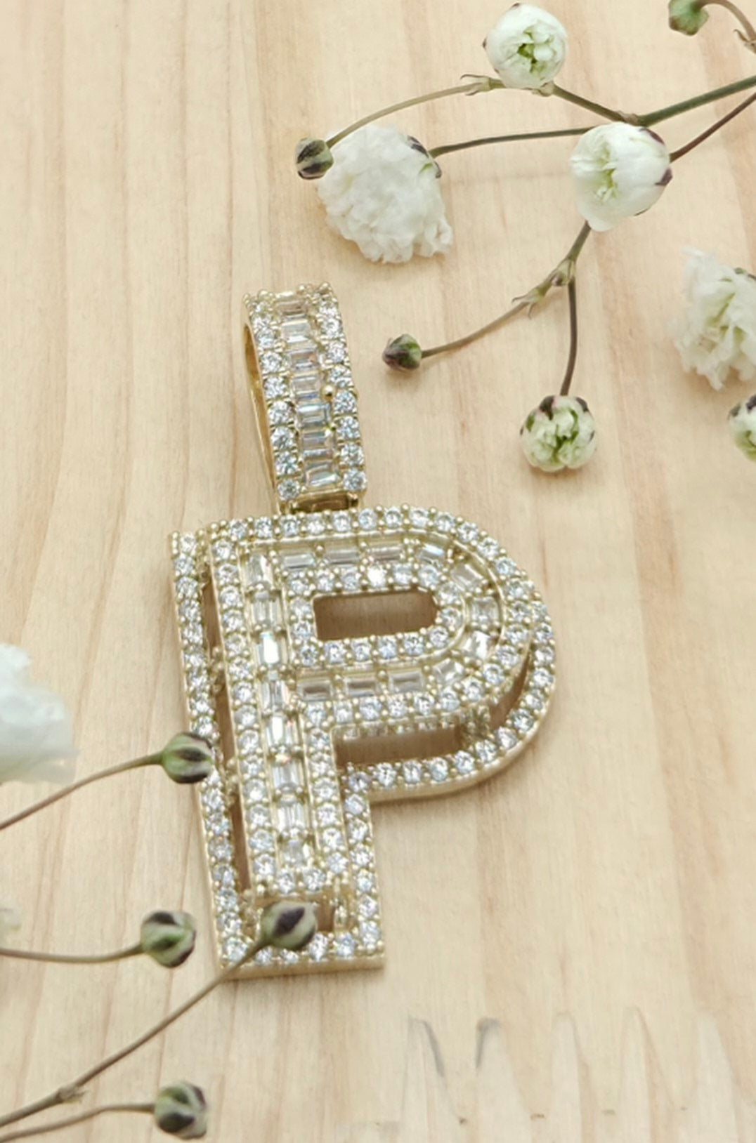 10K SMALL CZ "P" LETTER PENDANT – JY Jewelry Wholesale
