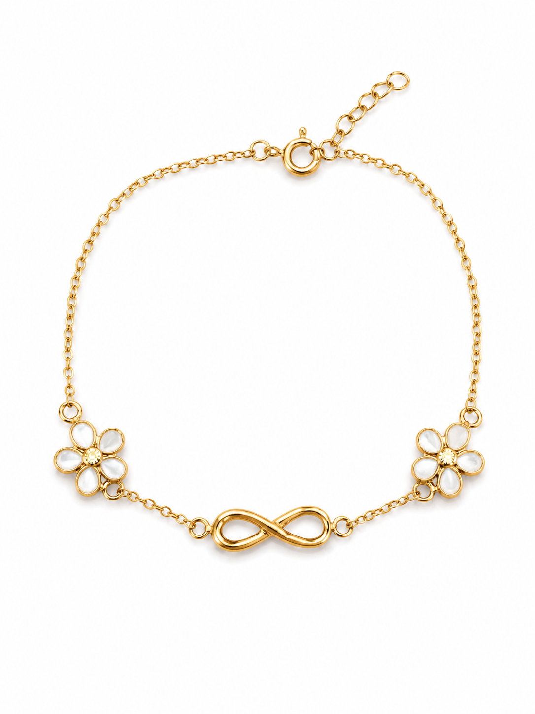 10K TWO FLOWER INFINITE BRACELET – 7.5" – JY Jewelry Wholesale