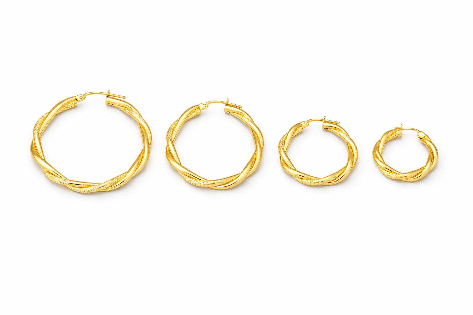 10K DOUBLE CROKED PLAIN & SATIN HOOPS EARRINGS – 4MM X 37.5MM – JY Jewelry Wholesale
