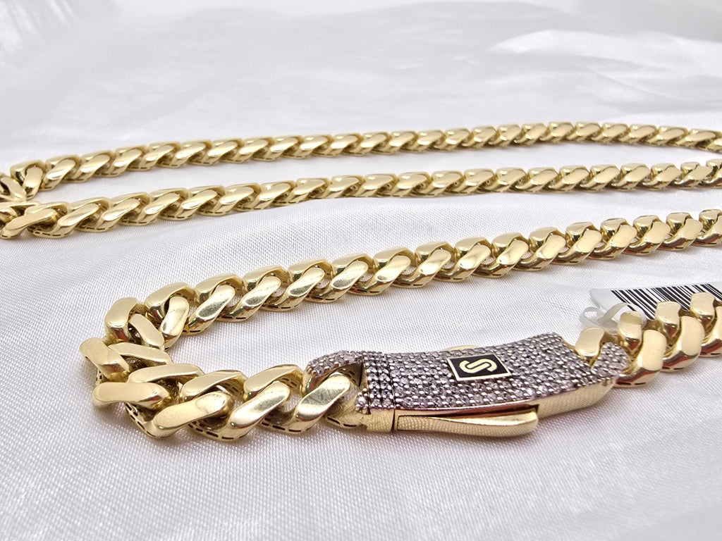 10K CERTIFIED MONACO CHAIN CZ CLOSURE – 11.5MM 22" – JY Jewelry Wholesale