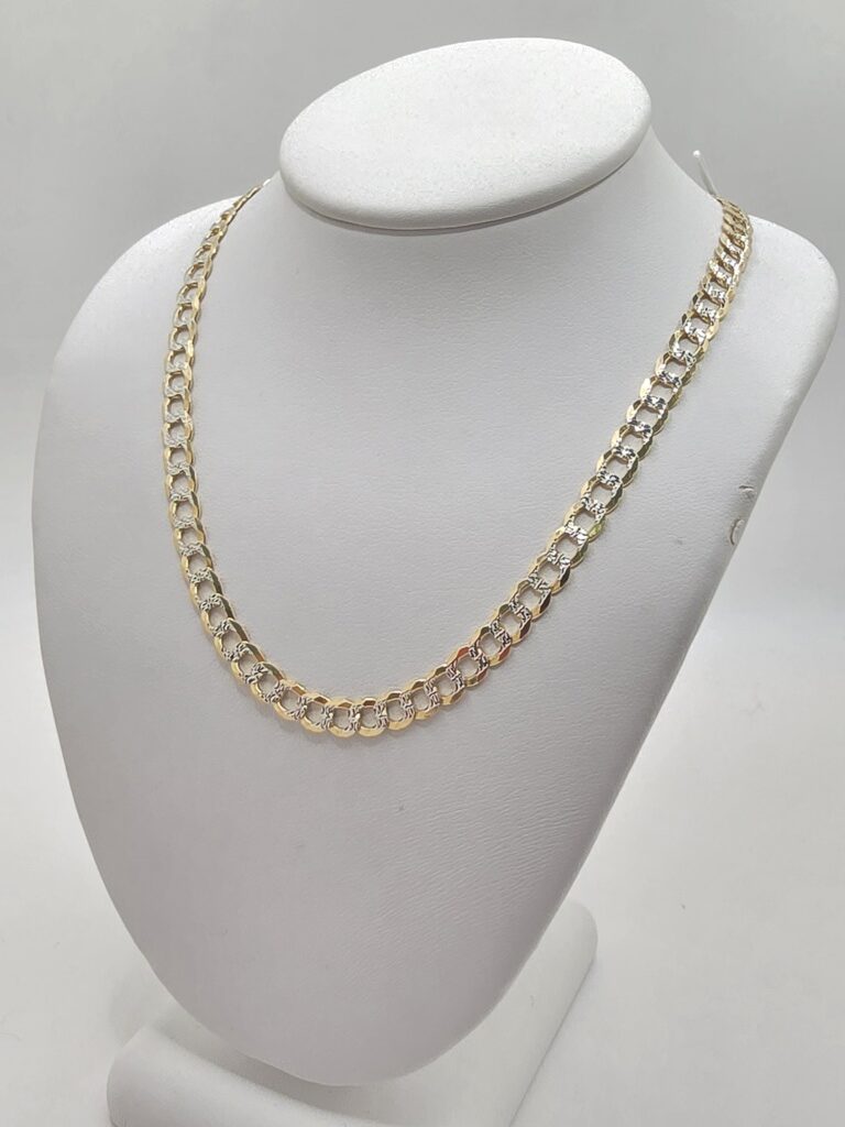 10K TWO TONE CUBAN CURB FLAT – 20" 4.5MM – JY Jewelry Wholesale