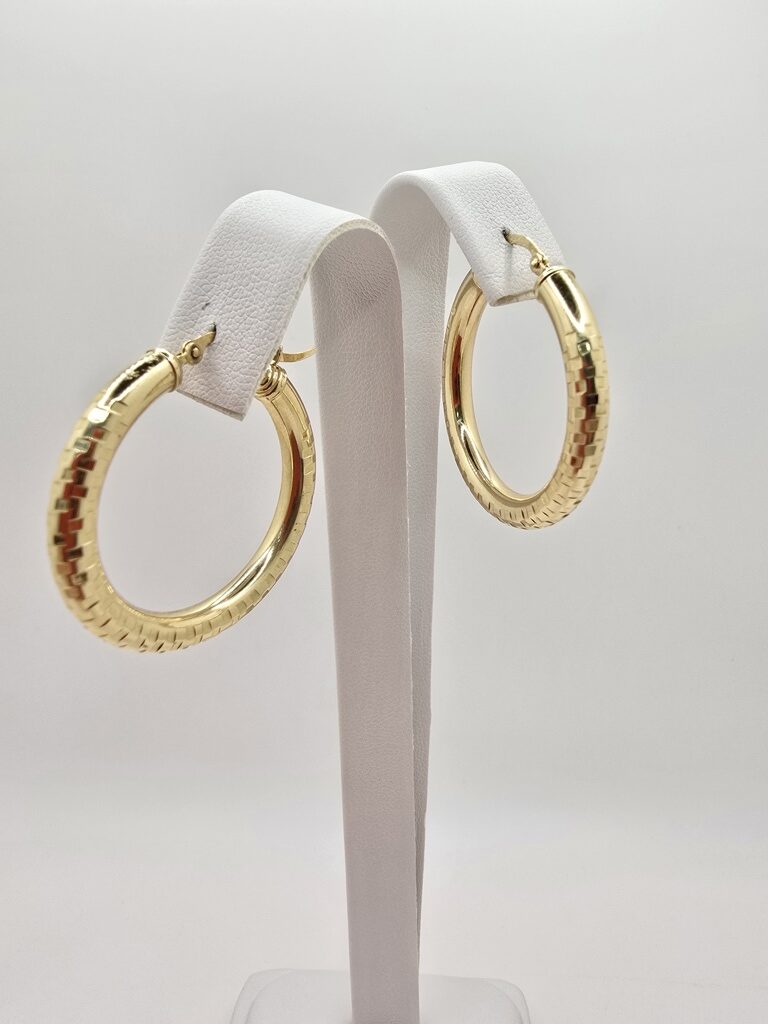10K SQUARE CUT HOOPS EARRINGS – 4 4MM – JY Jewelry Wholesale