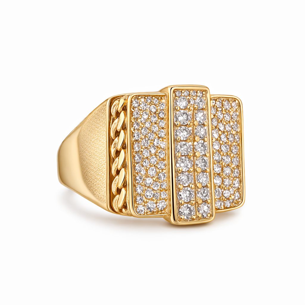 14K EXOTIC CZ CHAIN DETAILS AROUND MAN'S RING – 12 – JY Jewelry Wholesale