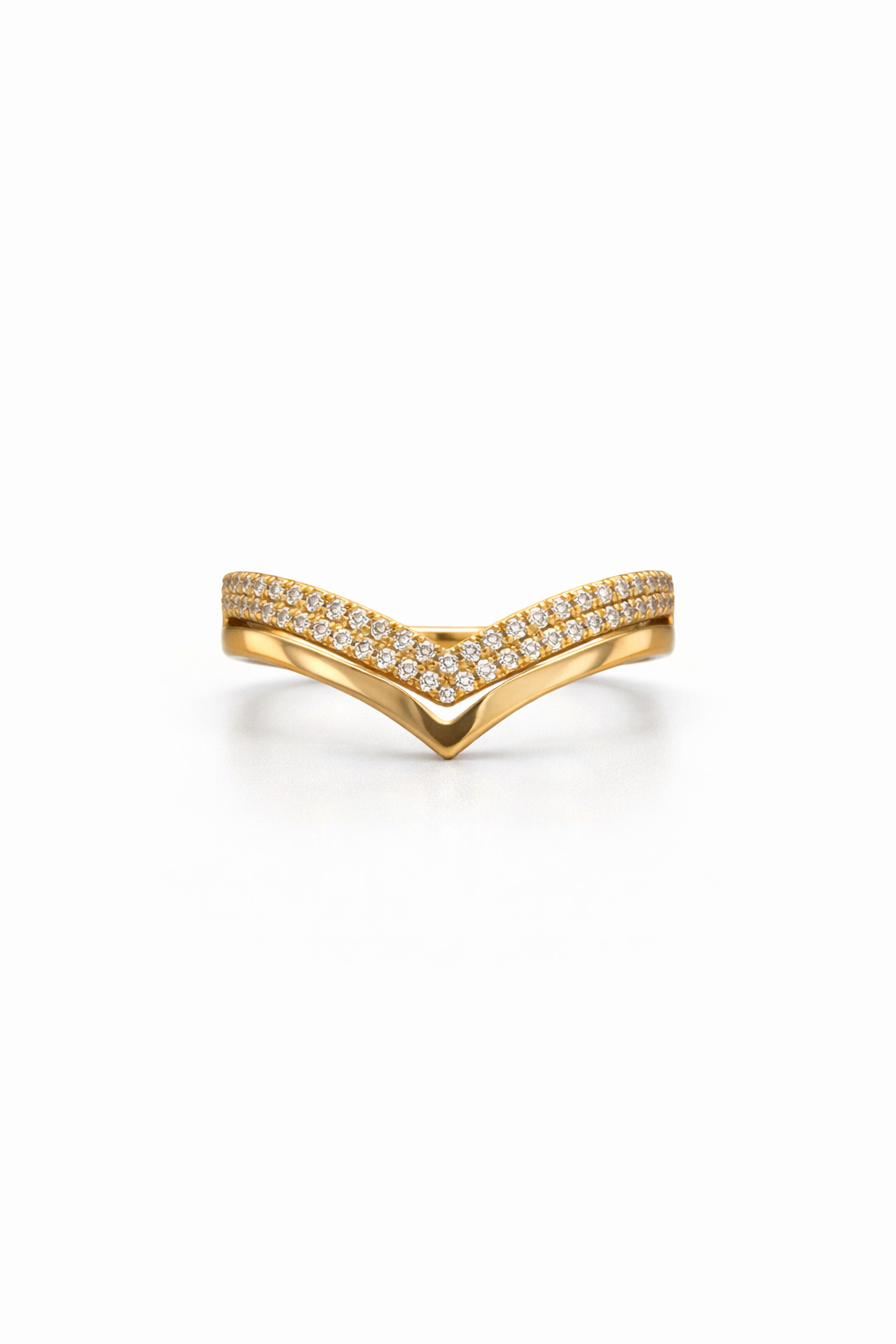 14K YG MODERN CZ "V" SHAPE RING – JY Jewelry Wholesale