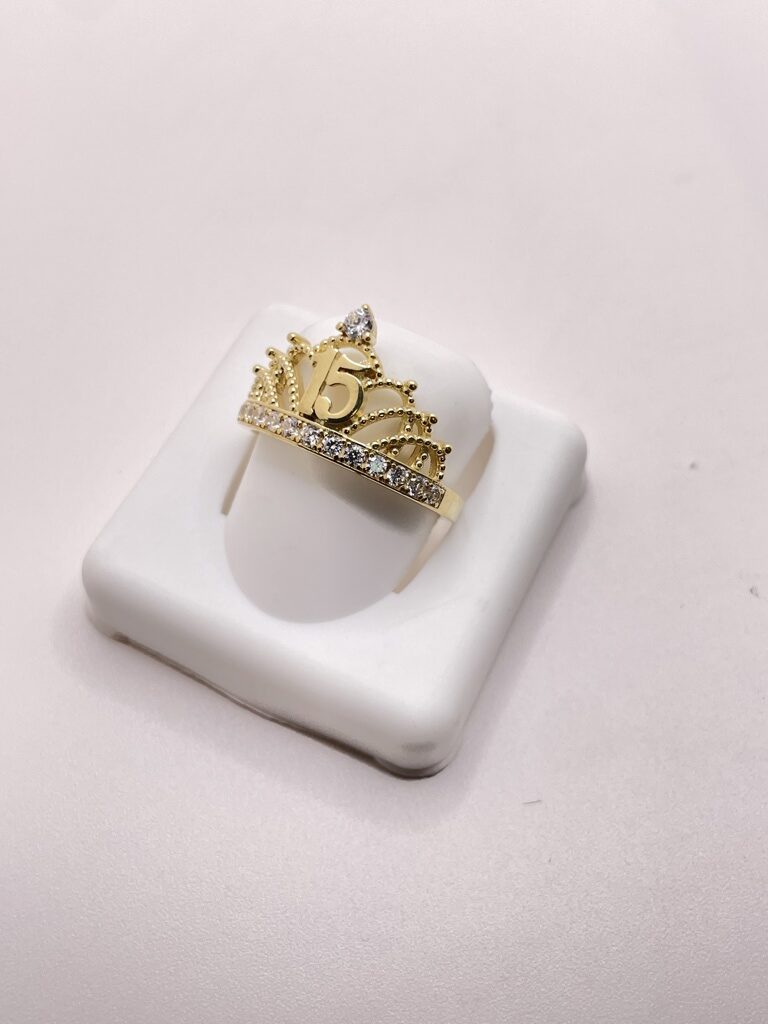 10K FIFTEEN YEAR RING WITH CROWN – 8.5 – JY Jewelry Wholesale