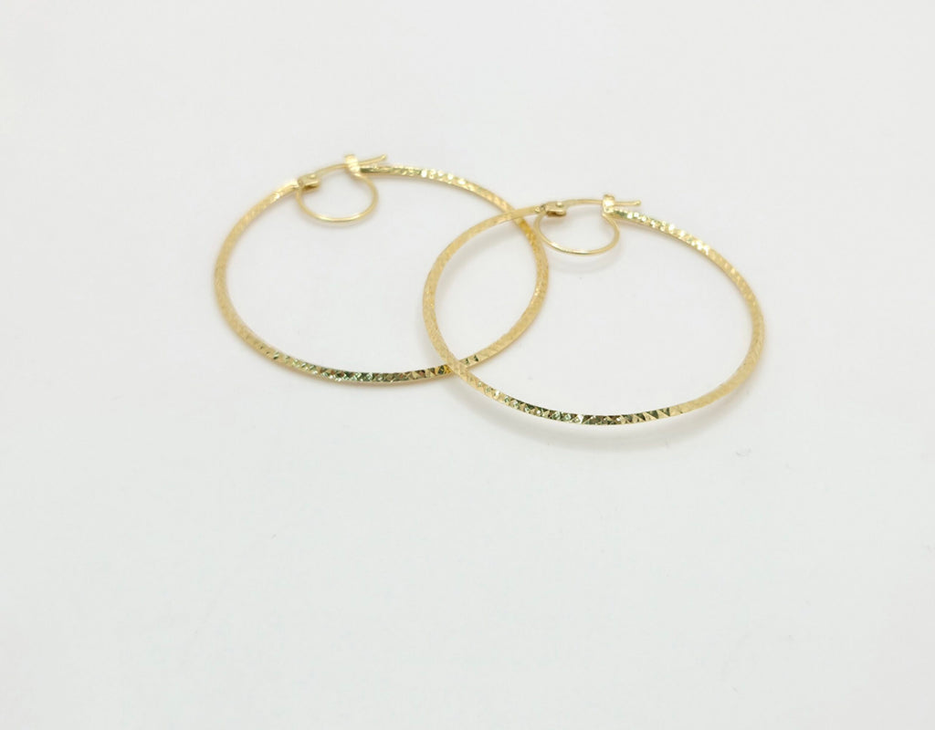 10K LARGE FINE DIAMOND CUT HOOPS EARRINGS – JY Jewelry Wholesale