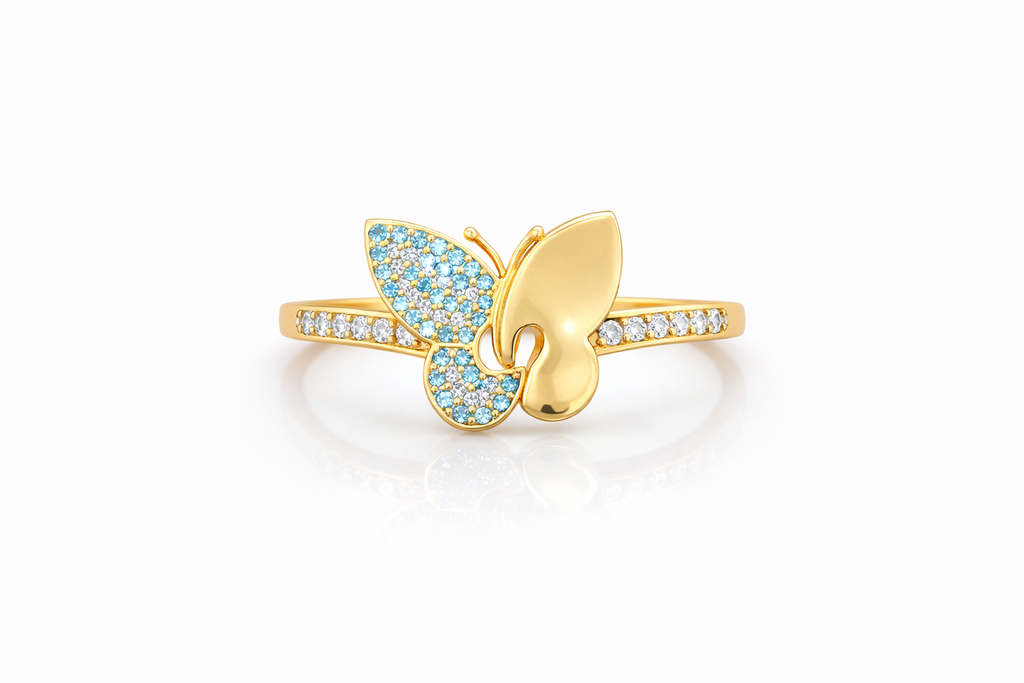 10K BUTTERFLY RING WITH BEAUTIFUL COLORED CZ DETAILS – 7.5 – JY Jewelry Wholesale