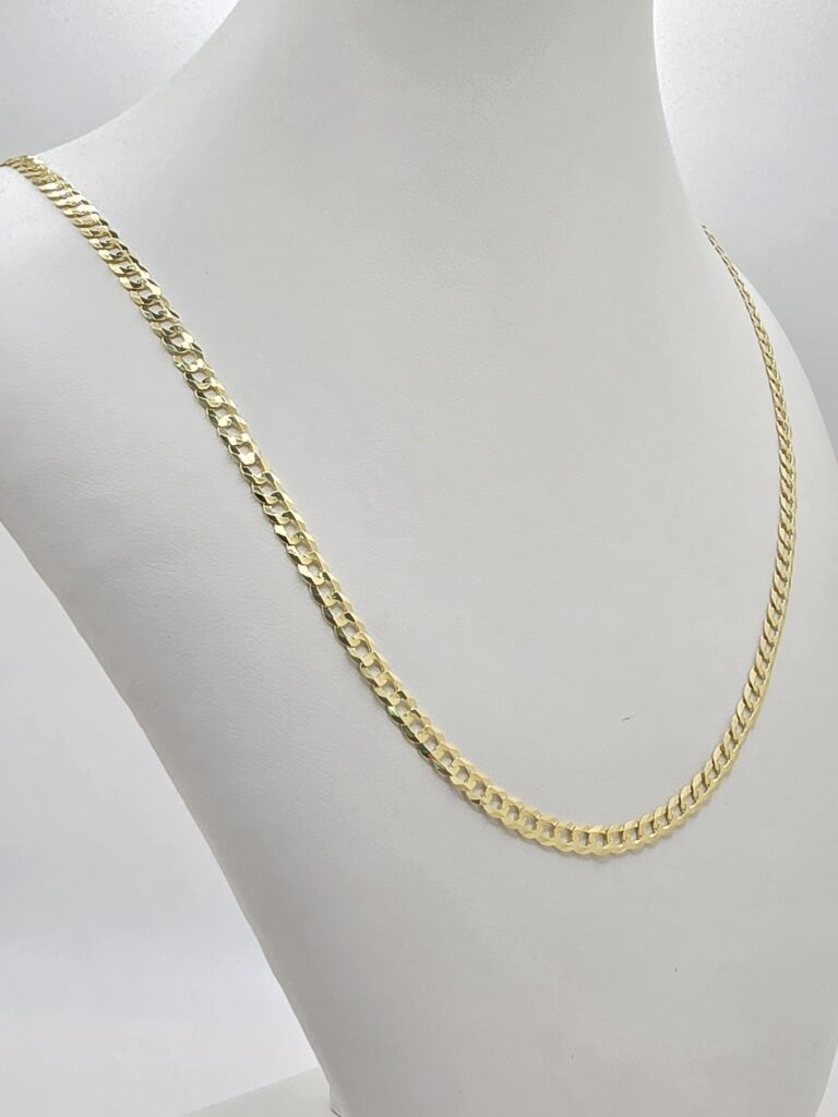 14K SOLID CUBAN CURB FLAT CHAIN – 16" 3.5MM – JY Jewelry Wholesale