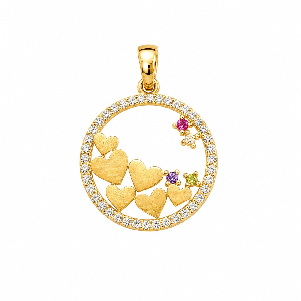 10K CZ FRAME SMALL HEART INSIDE ROUND PENDANT – SMALL – JY Jewelry Wholesale