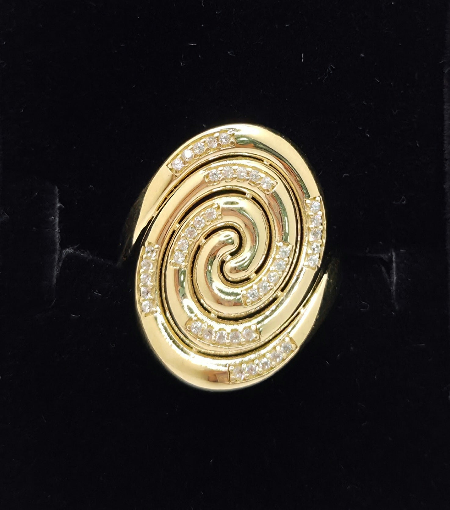 14K MODERN CZ SPIRAL RING – 7 – JY Jewelry Wholesale