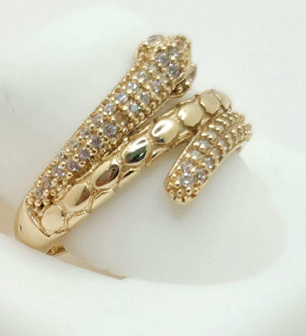 14K MODERN CZ SNAKE RING – 7 – JY Jewelry Wholesale