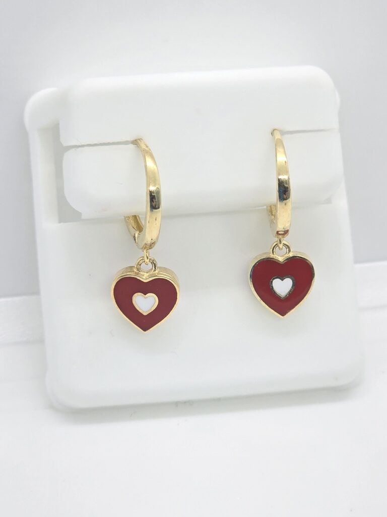 10K RED HEART SMALL BABY HOOP EARRINGS – JY Jewelry Wholesale