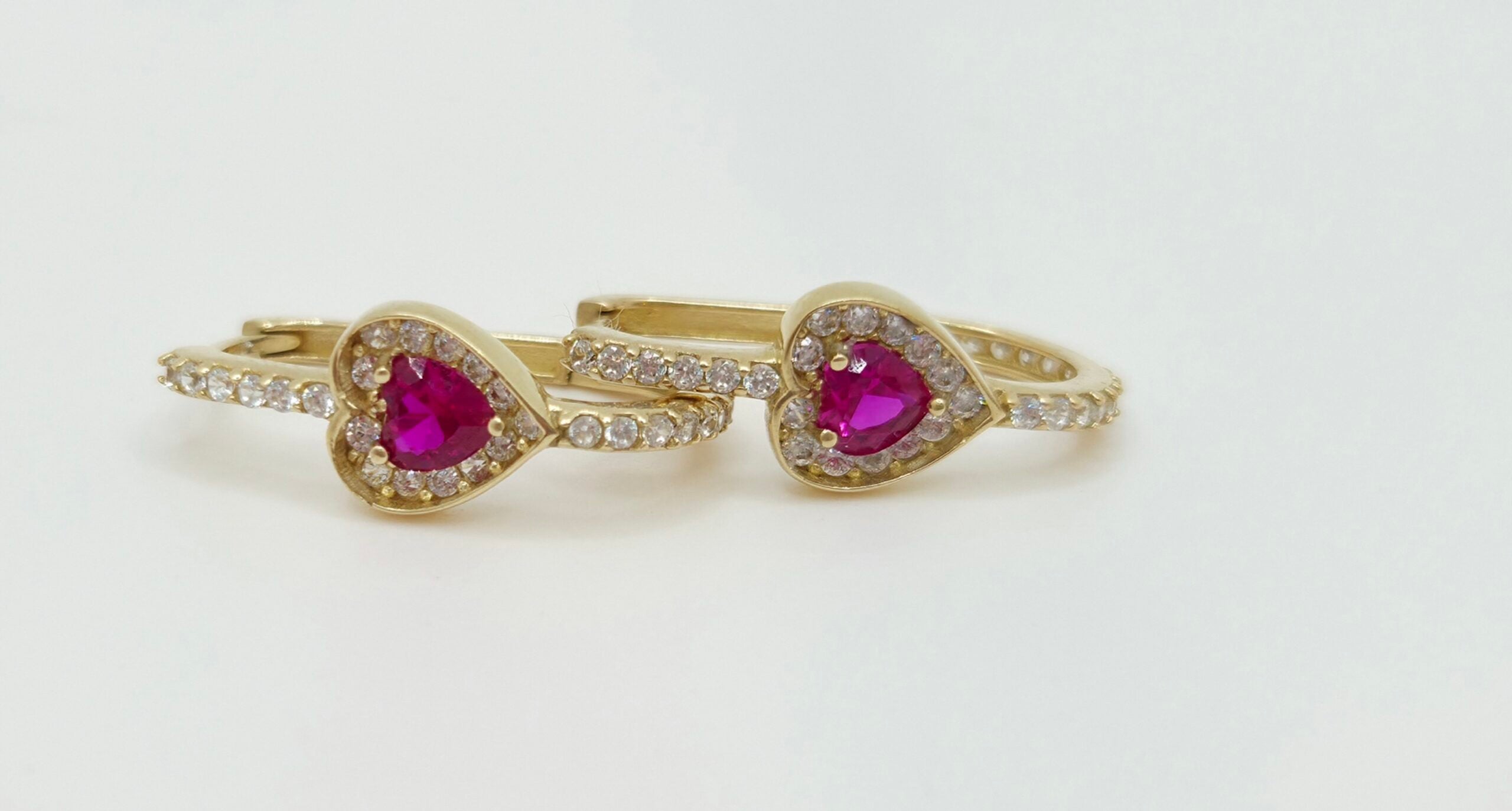 10K DELICATE PINK CZ HEART HOOPS EARRINGS – JY Jewelry Wholesale