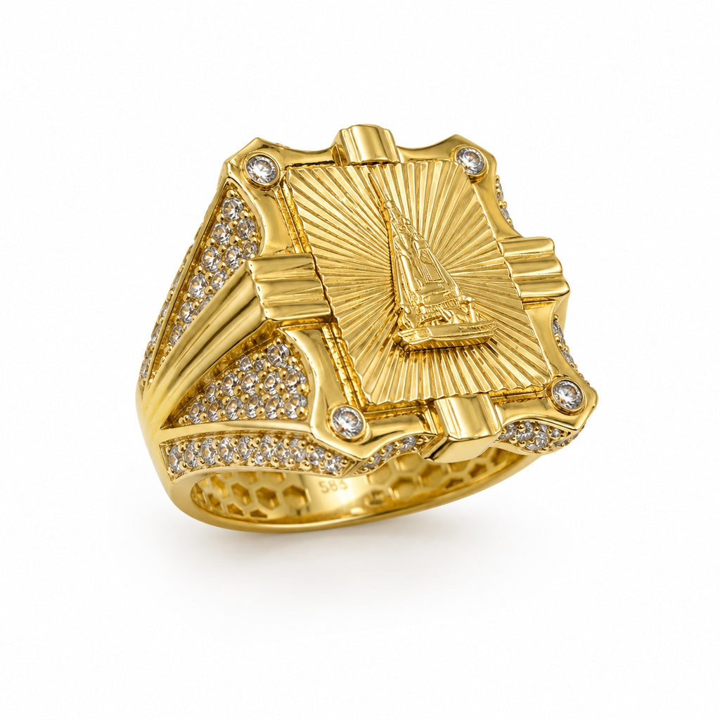 10K MODERN DIAMOND CUT BACKGROUND CARIDAD SQUARE RING – 11 – JY Jewelry Wholesale