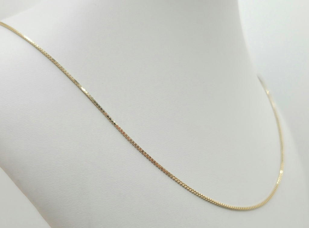 10K BOX CHAIN – 22" 1MM – JY Jewelry Wholesale