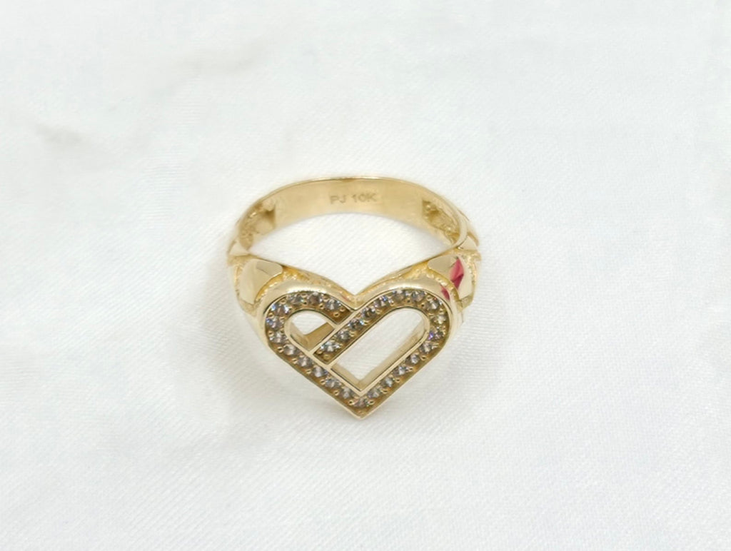 10K MODERN SILHOUETTE HEART WITH ZIRCONIA RING – 7 – JY Jewelry Wholesale