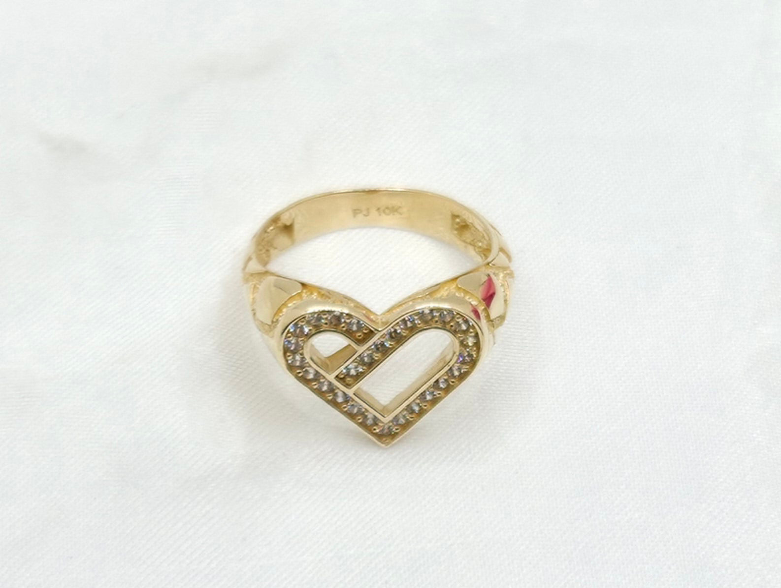 10K MODERN SILHOUETTE HEART WITH ZIRCONIA RING – 7 – JY Jewelry Wholesale
