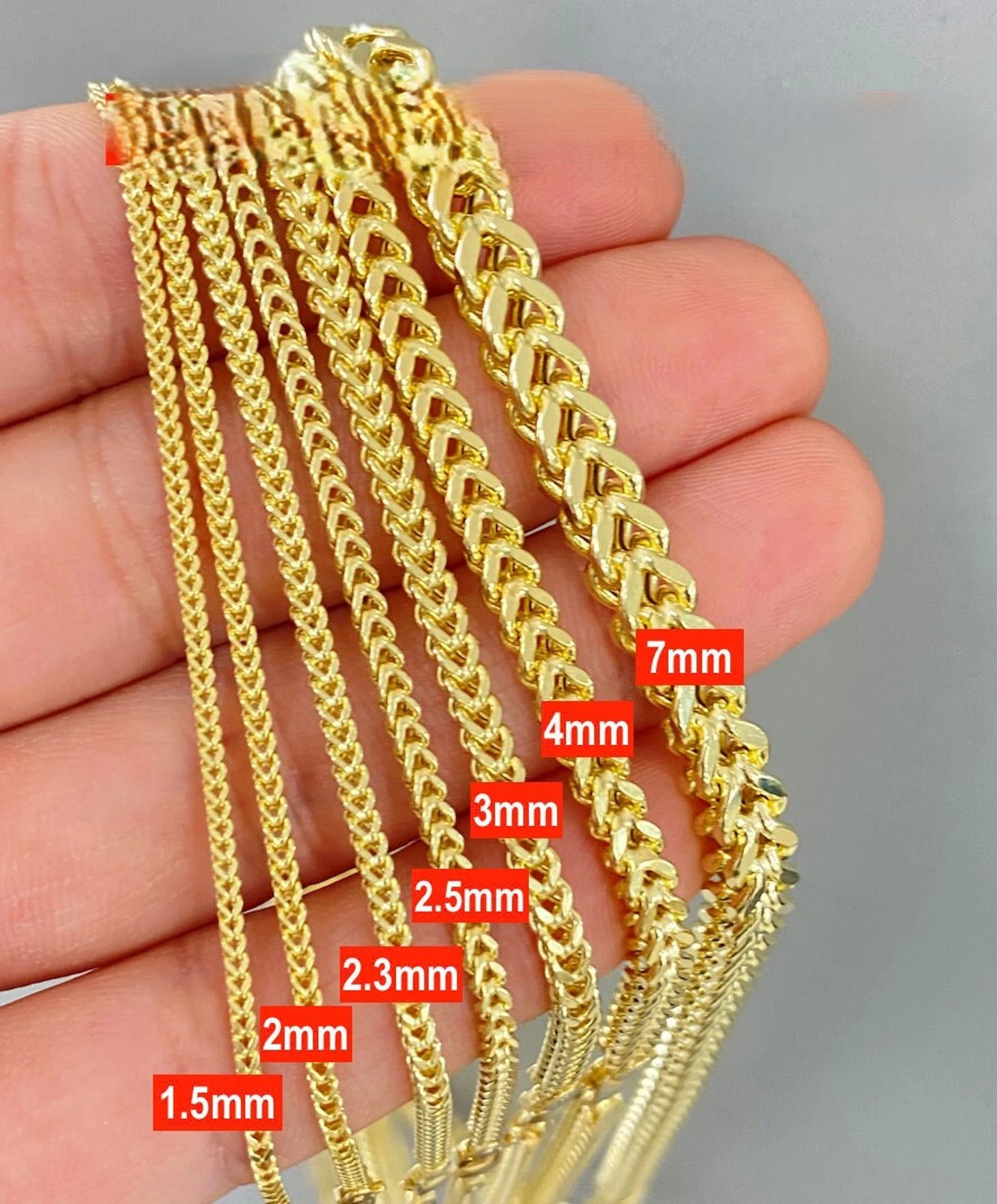 10K HOLLOW FRANCO CHAIN – 26" 7MM – JY Jewelry Wholesale