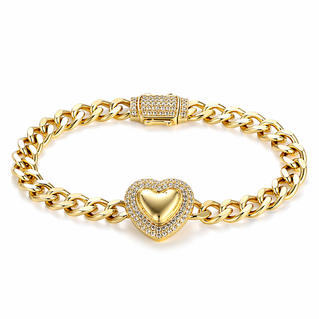 10K CZ FRAME SMALL HEART BRACELET – 7.5" 5MM – JY Jewelry Wholesale