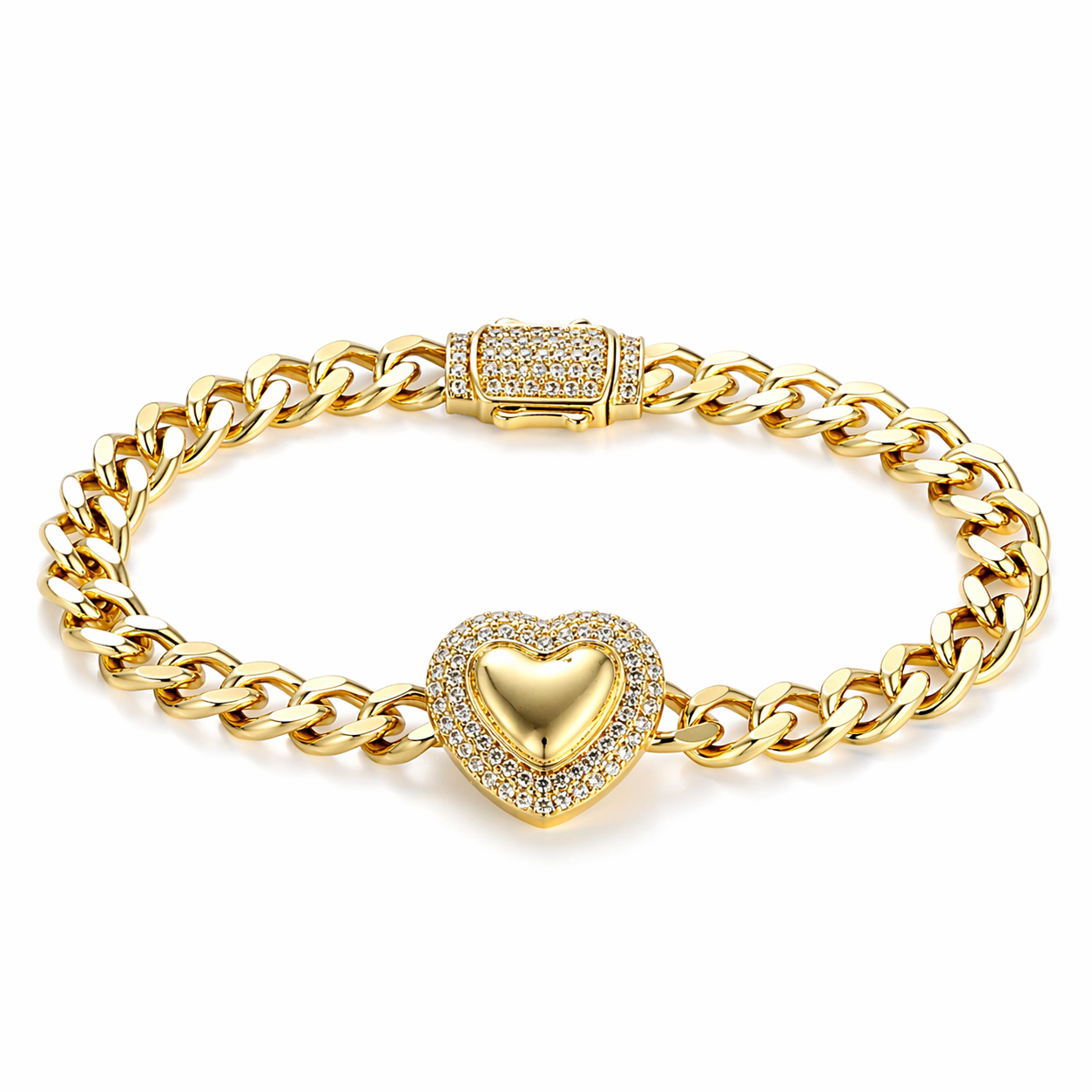 10K CZ FRAME SMALL HEART BRACELET – 7.5" 5MM – JY Jewelry Wholesale