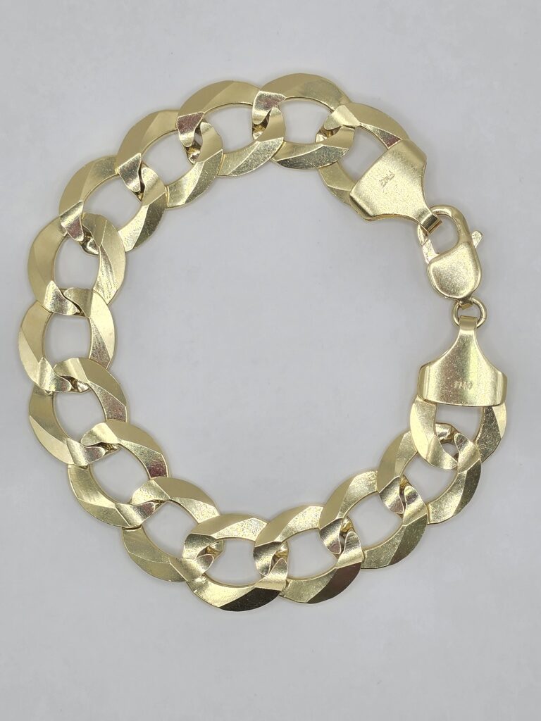 10K SOLID CUBAN CURB FLAT BRACELET – 8.5" 16MM – JY Jewelry Wholesale