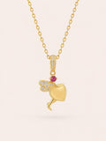 14K SMALL DRAGON-FLY WITH HEART AND PINK STONBE DETAIL PENDANT – JY Jewelry Wholesale