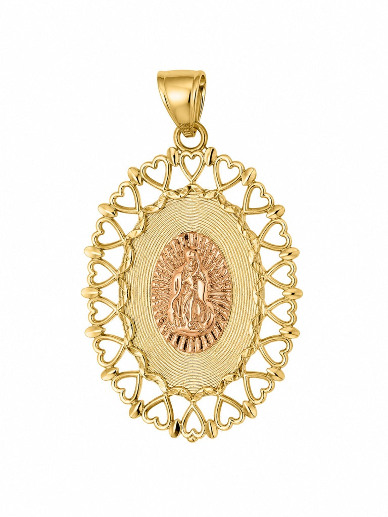 14K HAERTS FRAME ROSE GOLD VIRGEN MARY OVAL PENDANT – JY Jewelry Wholesale