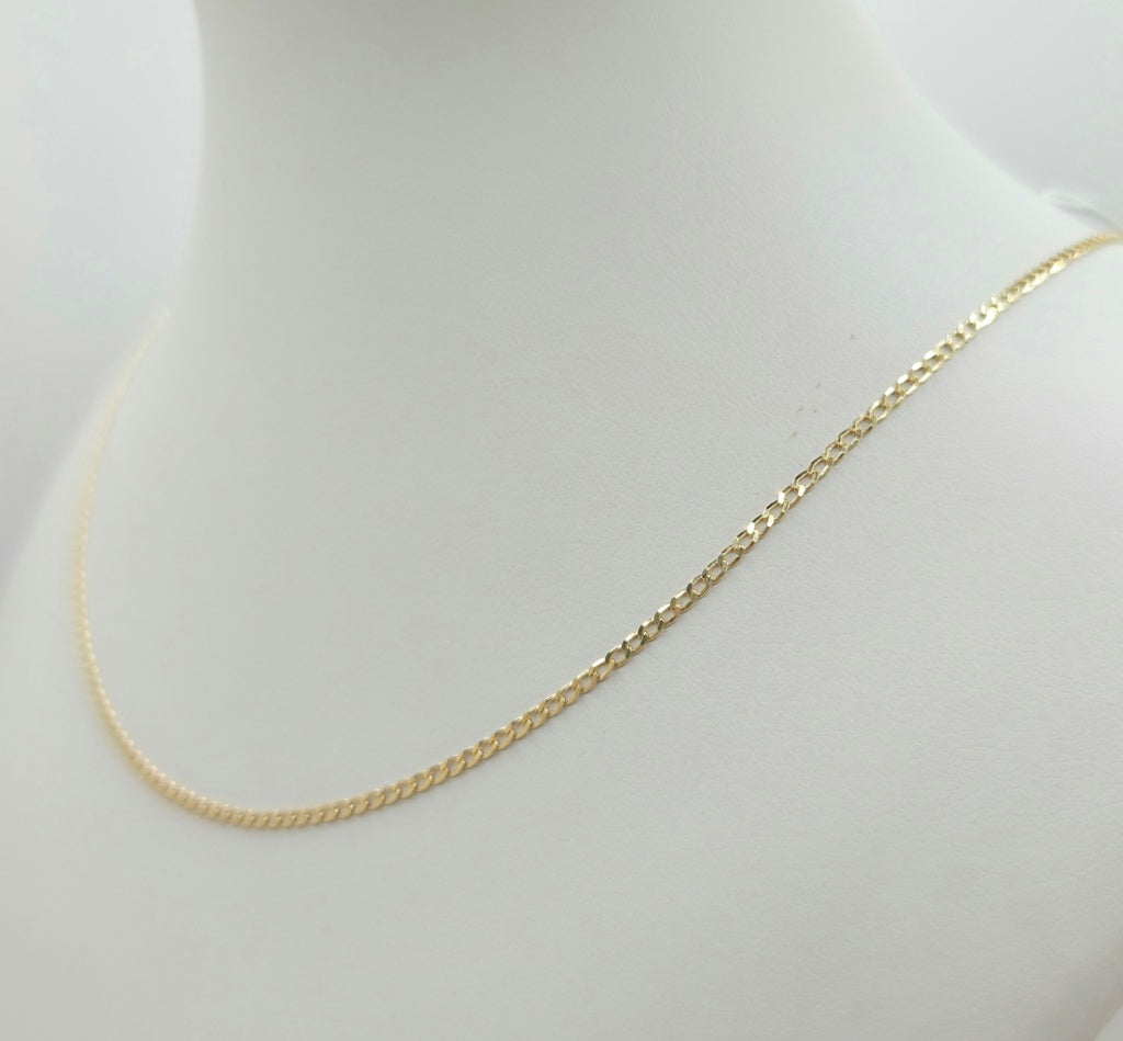 10K SOLID CUBAN CURB FLAT CHAIN – 22" 1.5MM – JY Jewelry Wholesale