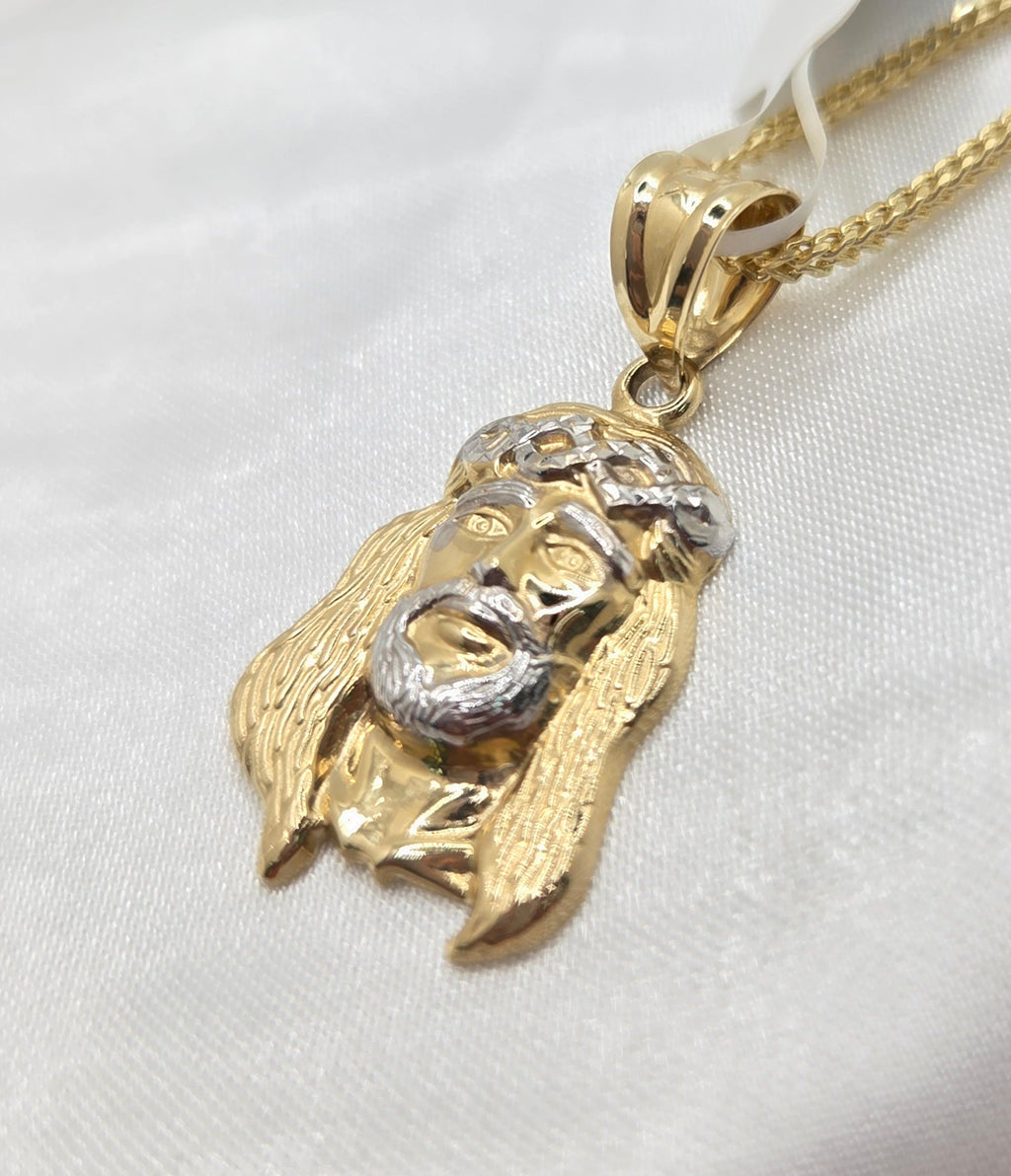 10K TWO TONE JESUS FACE PENDANT – SMALL – JY Jewelry Wholesale