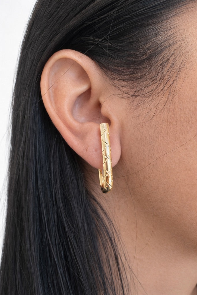 14K LONG MODERN STYLE HOOPS EARRINGS – 4MM – JY Jewelry Wholesale