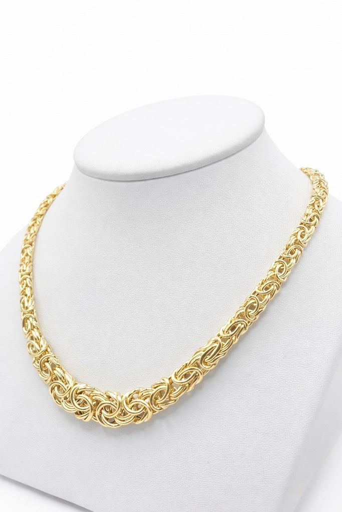 10K DEGRADING BYZANTINE NECKLACE – 18" – JY Jewelry Wholesale