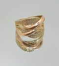 14K MODERN CZ TWO TONE INTERTWINED RING – 8 – JY Jewelry Wholesale