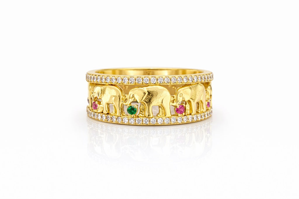 10K COLORS CZ STONE DETAILS TRHEE ELEPHANT WOMAN'S RING – 8 – JY Jewelry Wholesale