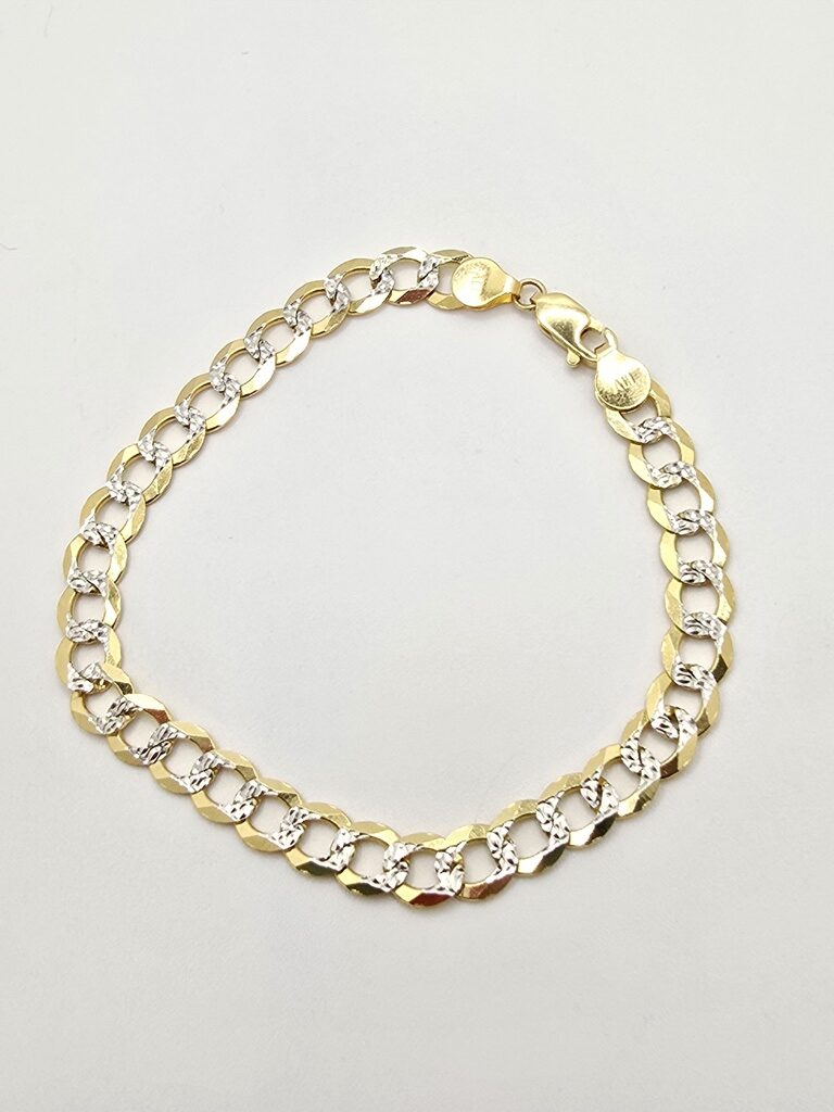 14K TWO TONE CUBAN CURB FLAT BRACELET – 8" 6MM – JY Jewelry Wholesale