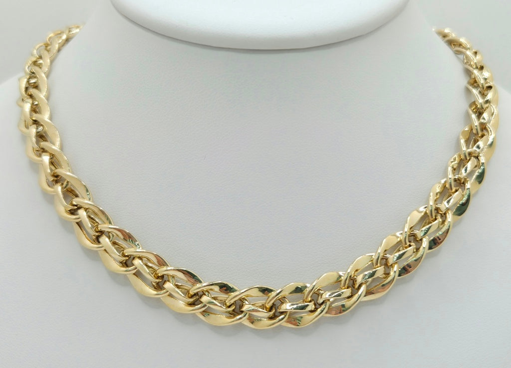 10K DOUBLE CUBAN LINK DESIGN NECKLACE – 18" 10MM – JY Jewelry Wholesale