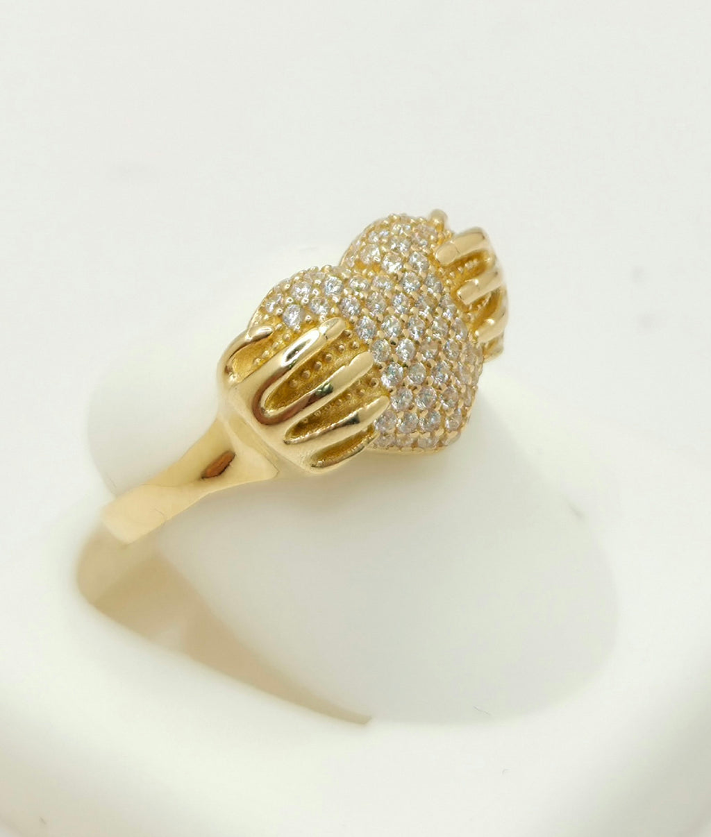 14K CZ HEART WITH HAND RING – 8 – JY Jewelry Wholesale