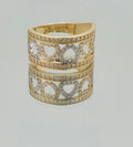14K CZ SMALL TWO TONE HEARTS RING – 7 – JY Jewelry Wholesale