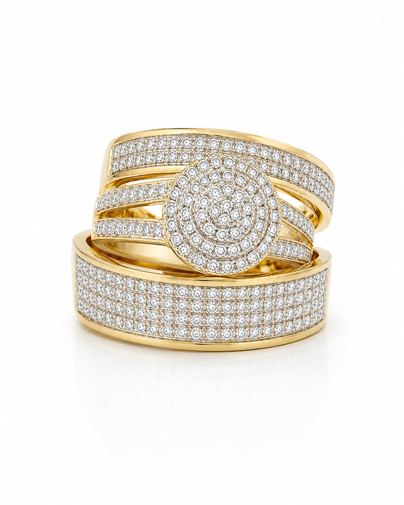 14K DIAMOND ENGAGEMENT TRIO SET RING – 7-11 – JY Jewelry Wholesale