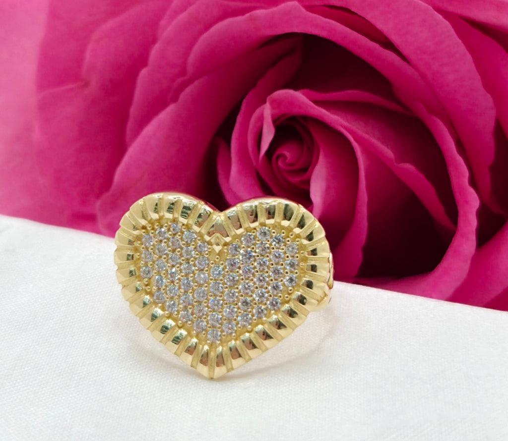 10K CHINO LINK WITH STONES HEART RING – 8 – JY Jewelry Wholesale