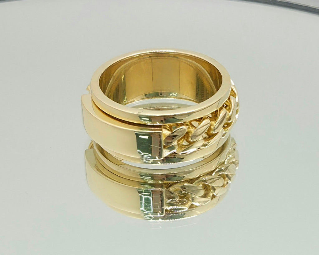 10K CHAIN WITH PLATE DESIGN SPINNING RING – 12.5 – JY Jewelry Wholesale