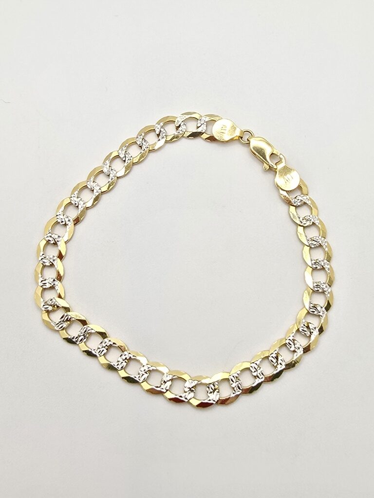 14K TWO TONE CUBAN CURB FLAT BRACELET – 8" 6MM – JY Jewelry Wholesale
