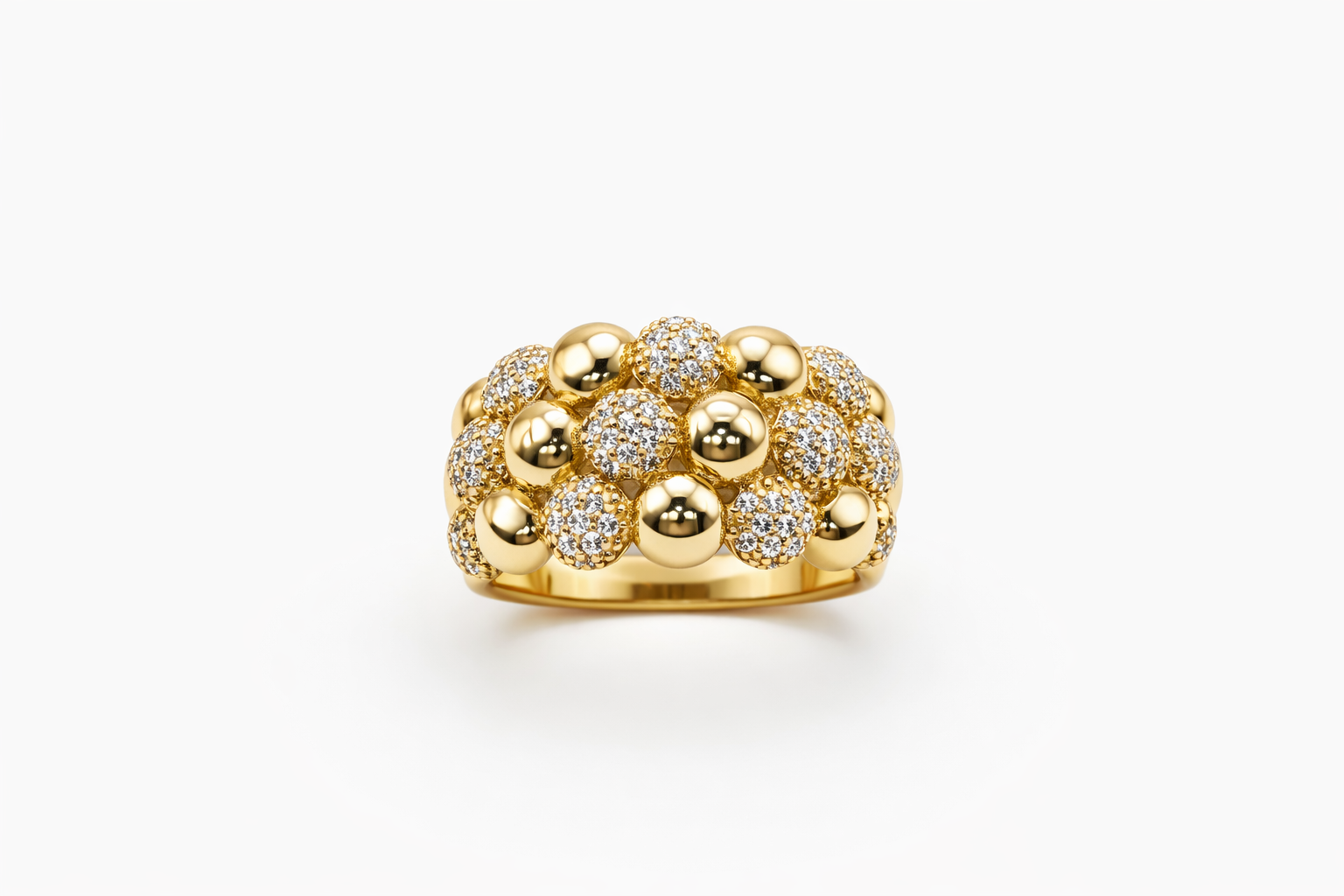 14K YELLOW GOLD CZ POP CORN DESIGN RING – 7 & 7.5 & 8 – JY Jewelry Wholesale