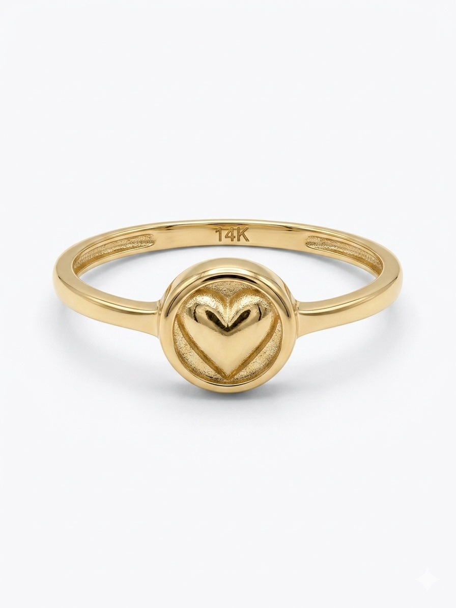 14K SIMPLE ONE HEART RING – 7 – JY Jewelry Wholesale